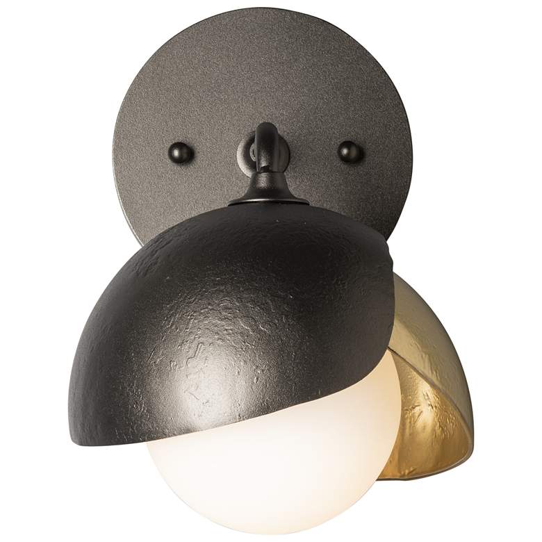 Image 1 Brooklyn 1-Light Double Shade Bath Sconce - Oil Rubbed Bronze - Opal Glass