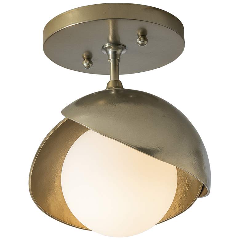 Image 1 Brooklyn 1-Light Double Shade - Brass Finish &#38; Accents - Opal Glass