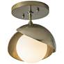 Brooklyn 1-Light Double Shade - Brass Finish &#38; Accents - Opal Glass