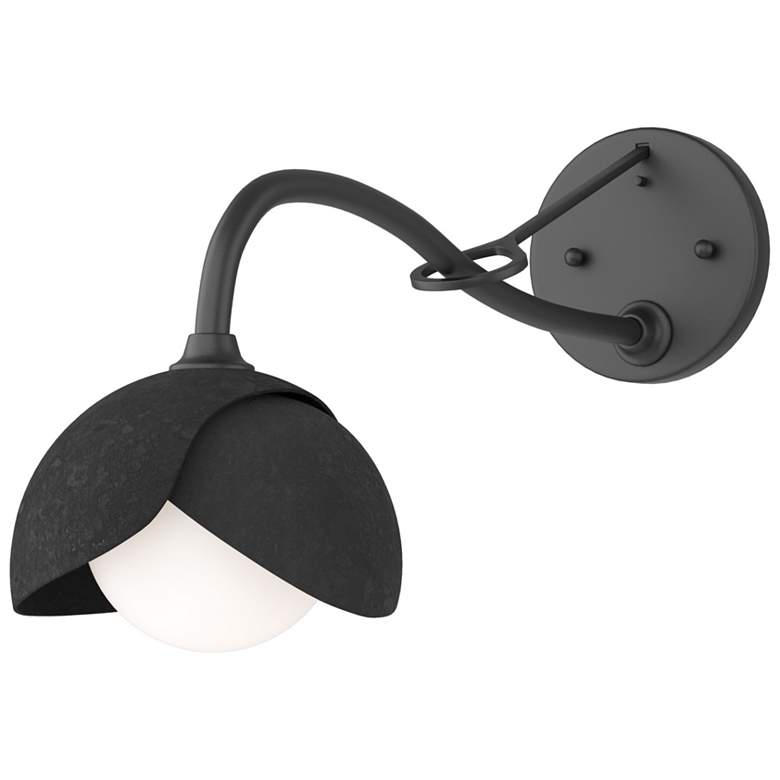 Image 1 Brooklyn 1-Light Double Shade Sconce - Black - Black - Opal Glass