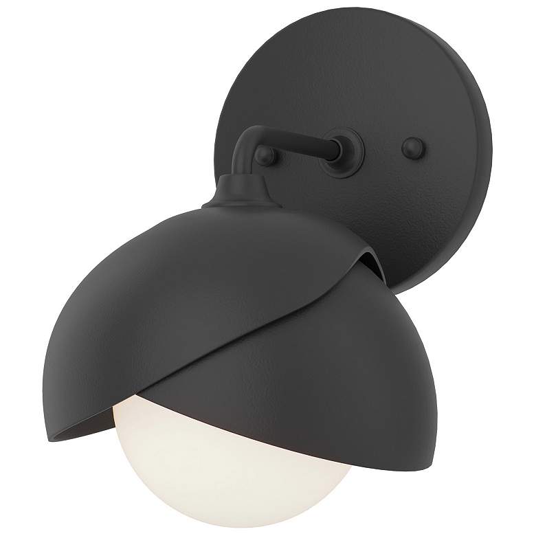 Image 1 Brooklyn 1-Light Double Shade Sconce - Black - Black - Opal Glass