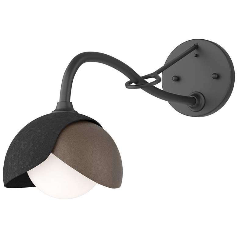 Image 1 Brooklyn 1-Light Double Shade Sconce - Black - Bronze - Opal Glass