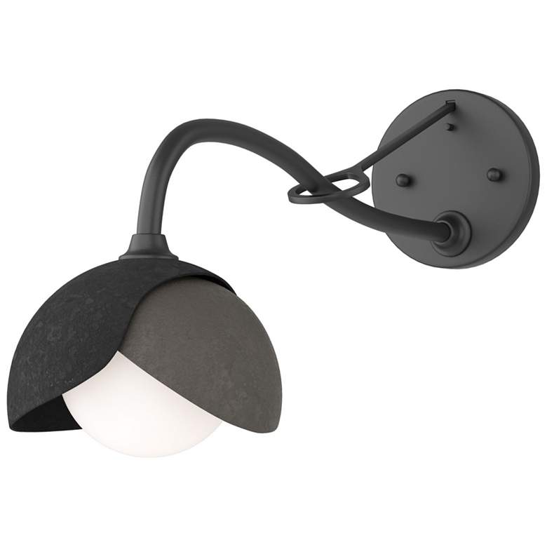 Image 1 Brooklyn 1-Light Double Shade Sconce - Black - Dark Smoke - Opal Glass