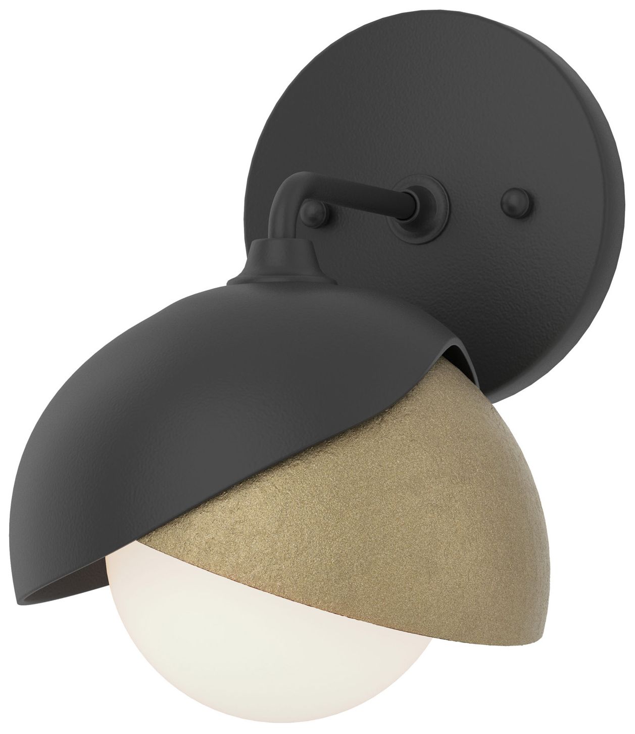 Brooklyn 1-Light Double Shade Sconce Black Gold Opal Glass Made to Order