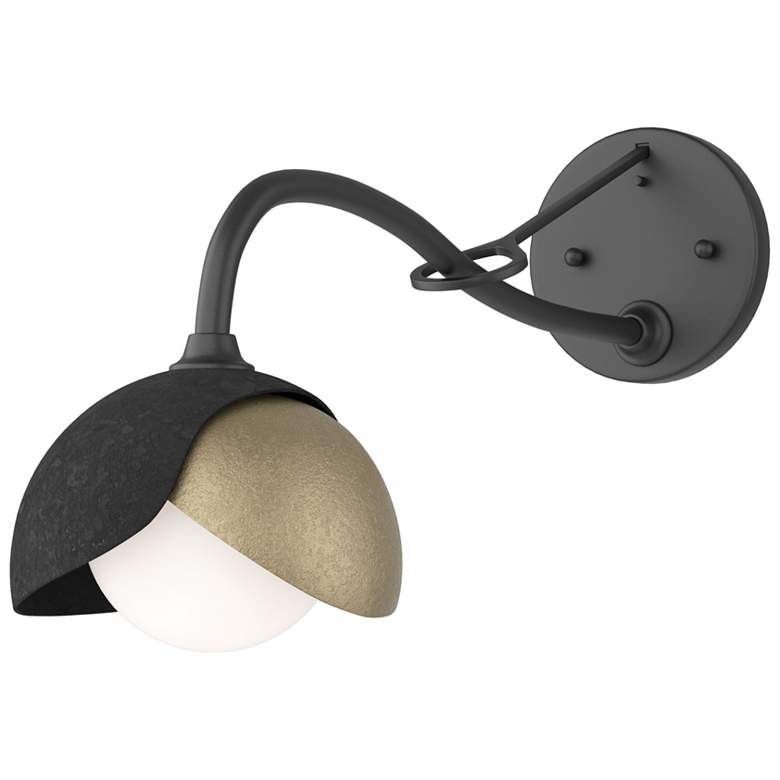 Image 1 Brooklyn 1-Light Double Shade Sconce - Black - Gold - Opal Glass