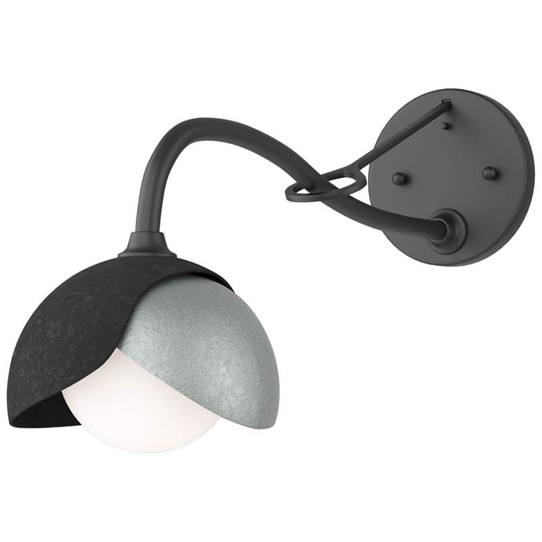Image 1 Brooklyn 1-Light Double Shade Sconce - Black - Platinum - Opal Glass
