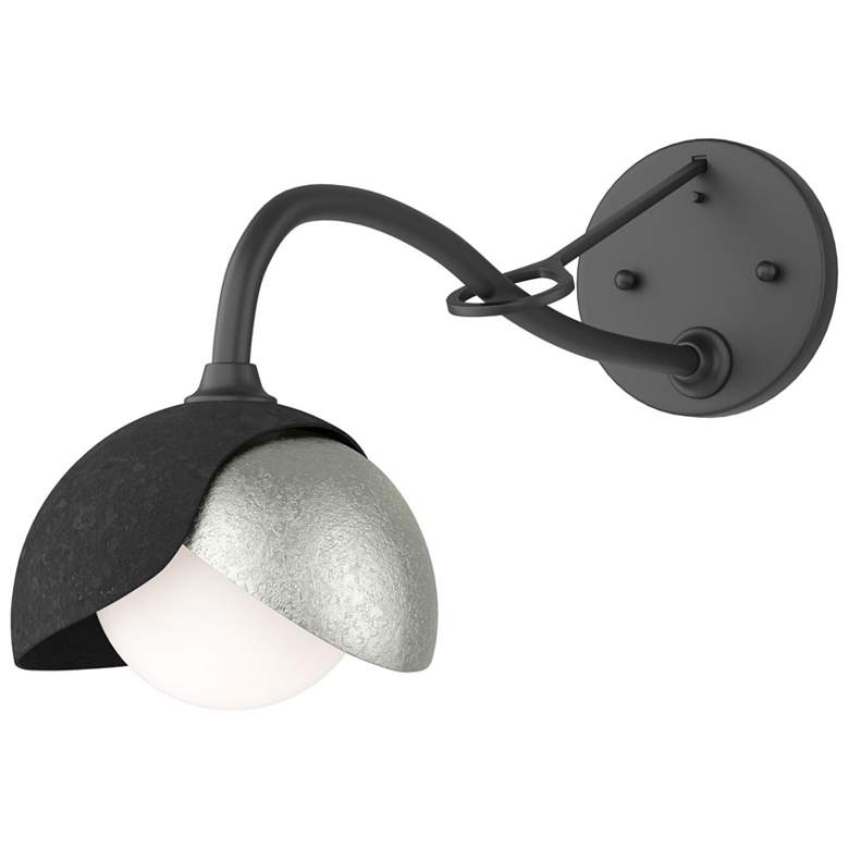 Image 1 Brooklyn 1-Light Double Shade Sconce - Black - Sterling - Opal Glass