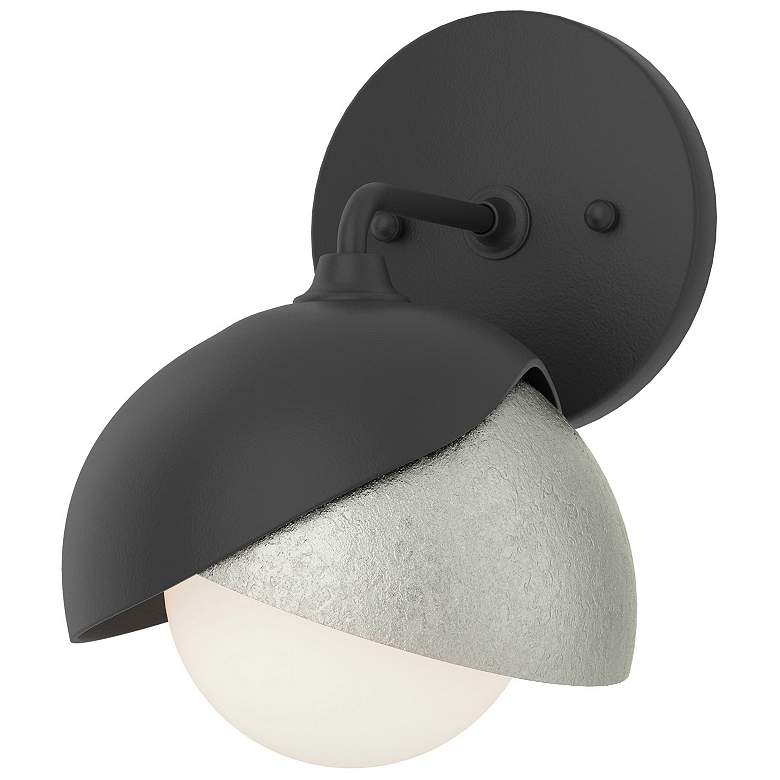 Image 1 Brooklyn 1-Light Double Shade Sconce - Black - Sterling - Opal Glass