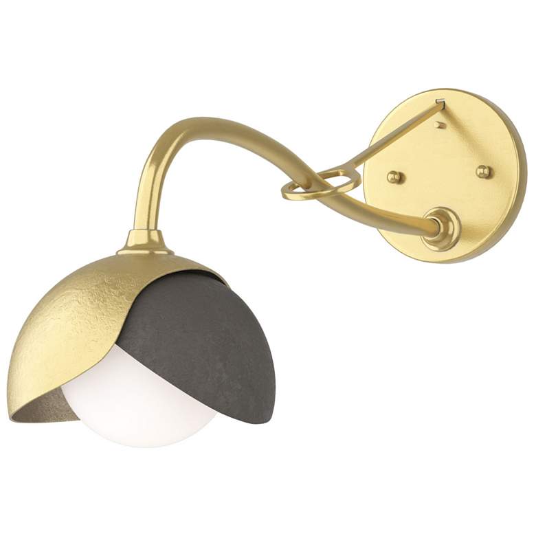 Image 1 Brooklyn 1-Light Double Shade Sconce - Brass - Dark Smoke - Opal Glass