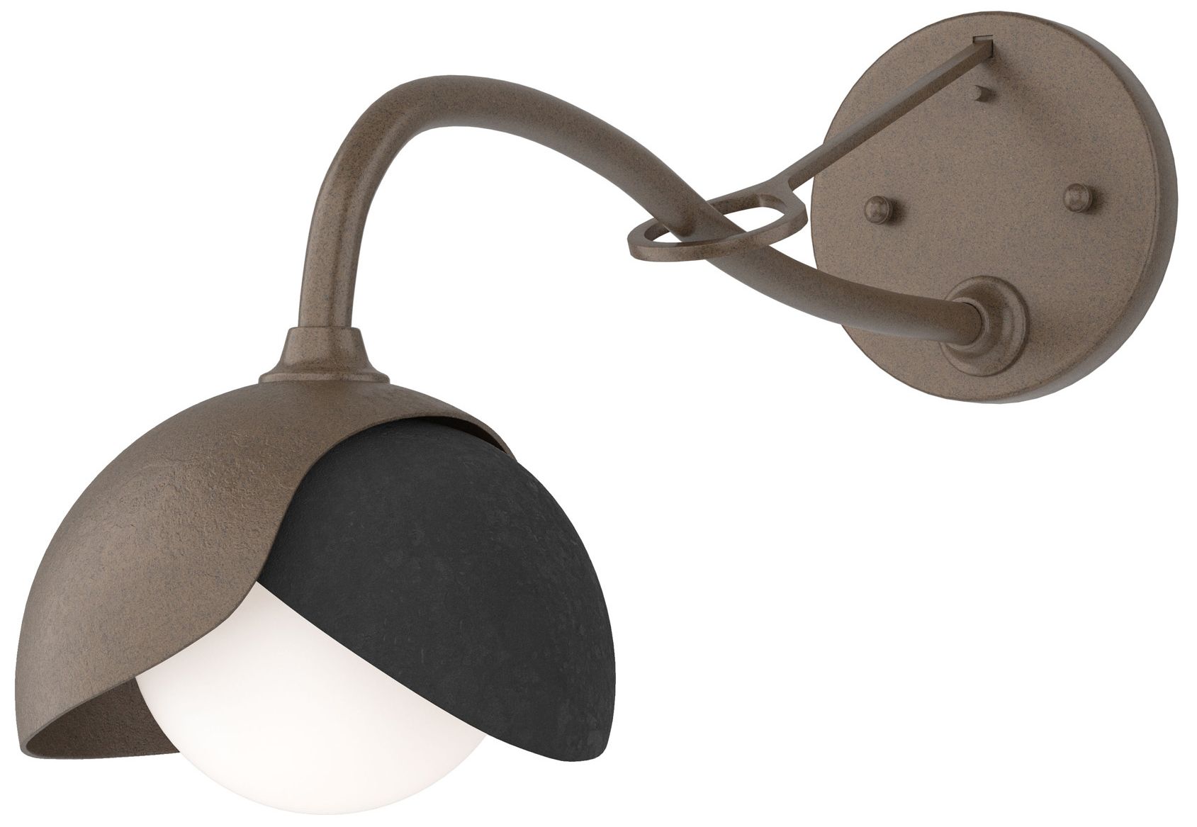 Brooklyn 1-Light Double Shade Sconce Bronze Black Opal Glass Made to Order