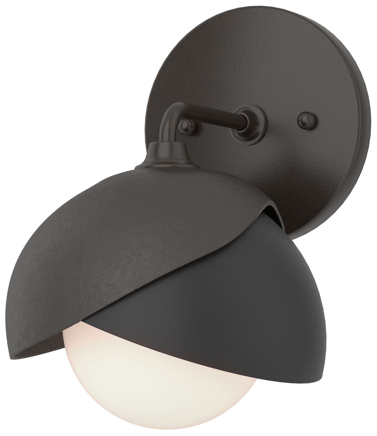 Brooklyn 1-Light Double Shade Sconce Bronze Black Opal Glass Made to Order