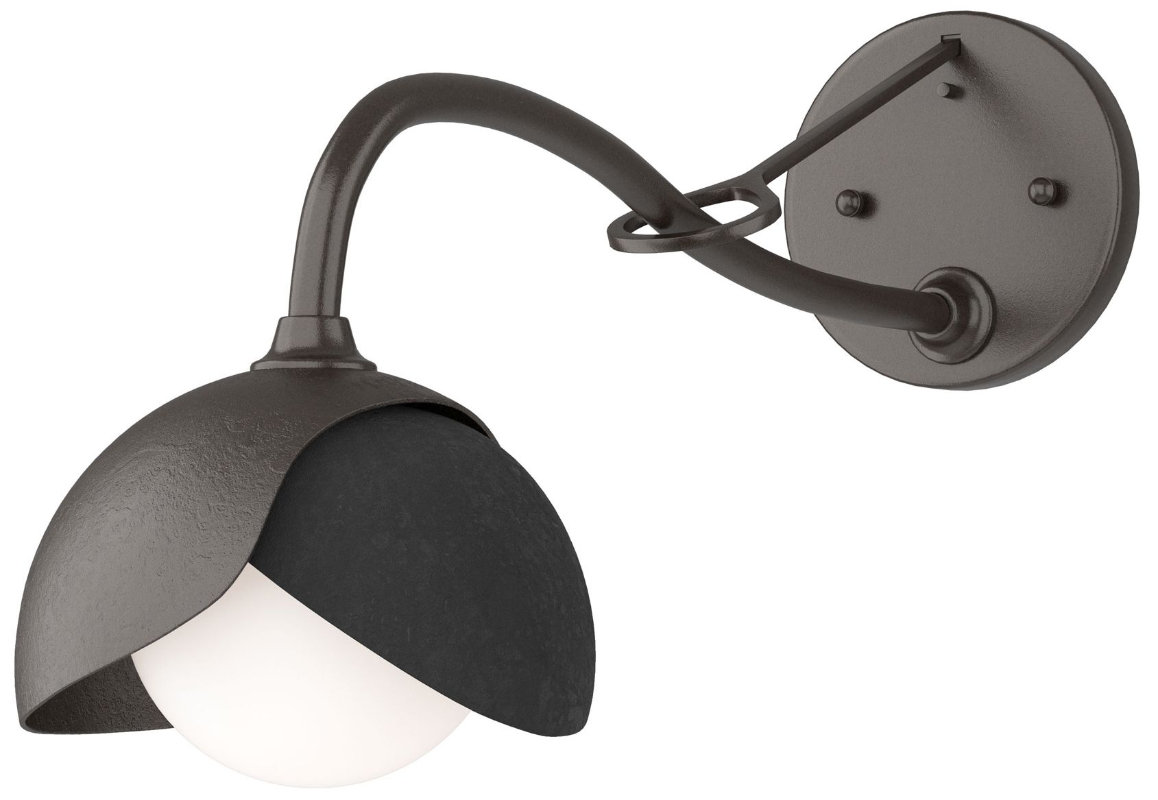 Brooklyn 1-Light Double Shade Sconce Bronze Black Opal Glass Made to Order