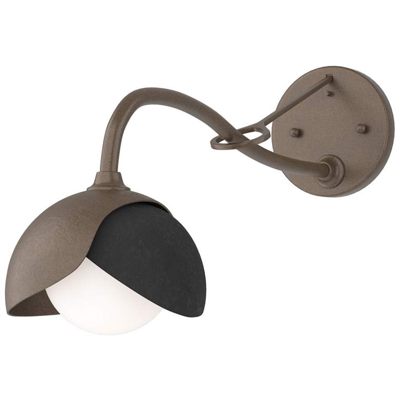 Image 1 Brooklyn 1-Light Double Shade Sconce - Bronze - Black - Opal Glass
