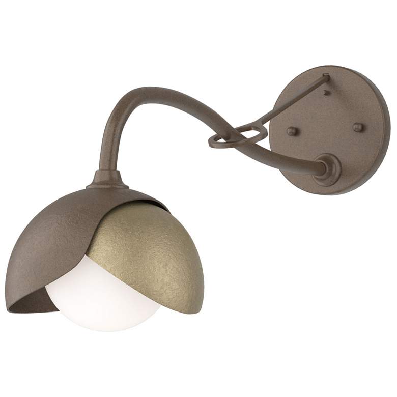 Image 1 Brooklyn 1-Light Double Shade Sconce - Bronze - Gold - Opal Glass