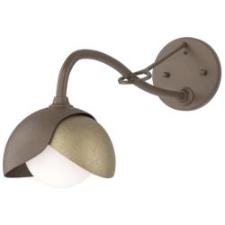 Brooklyn 1-Light Double Shade Sconce - Bronze - Gold - Opal Glass