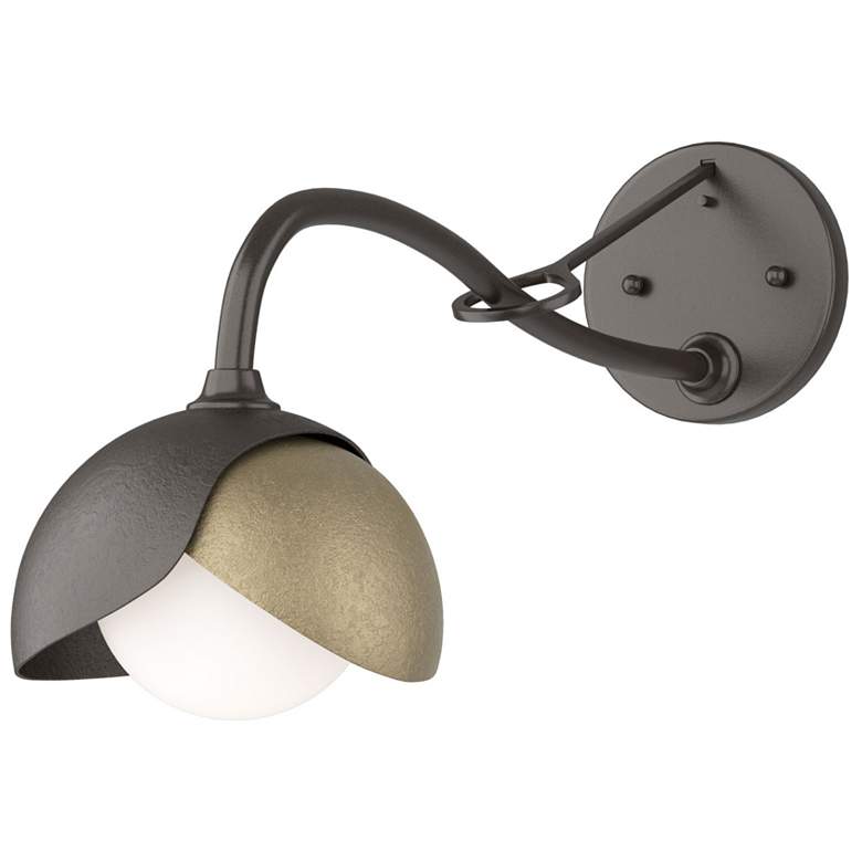 Image 1 Brooklyn 1-Light Double Shade Sconce - Bronze - Gold - Opal Glass