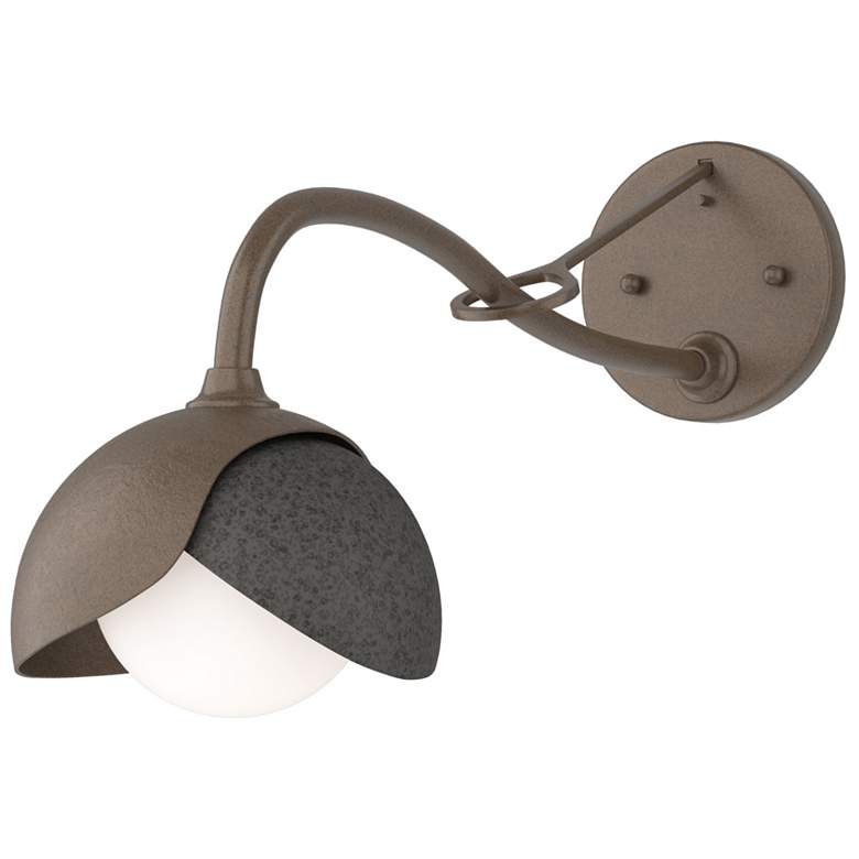 Image 1 Brooklyn 1-Light Double Shade Sconce - Bronze - Iron - Opal Glass