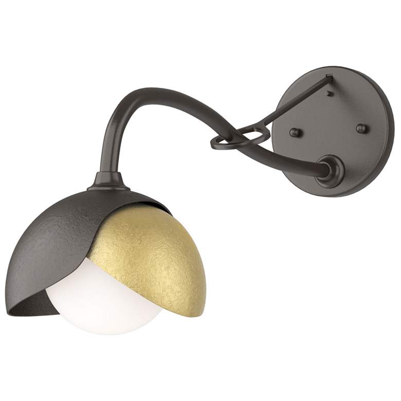 Image 1 Brooklyn 1-Light Double Shade Sconce - Bronze - Modern Brass - Opal Glass