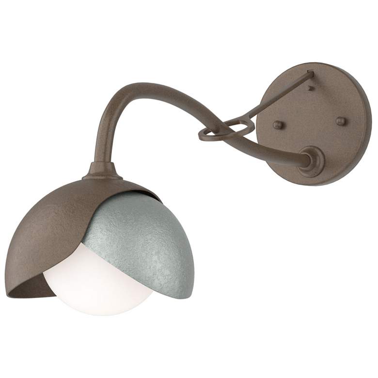 Image 1 Brooklyn 1-Light Double Shade Sconce - Bronze - Platinum - Opal Glass