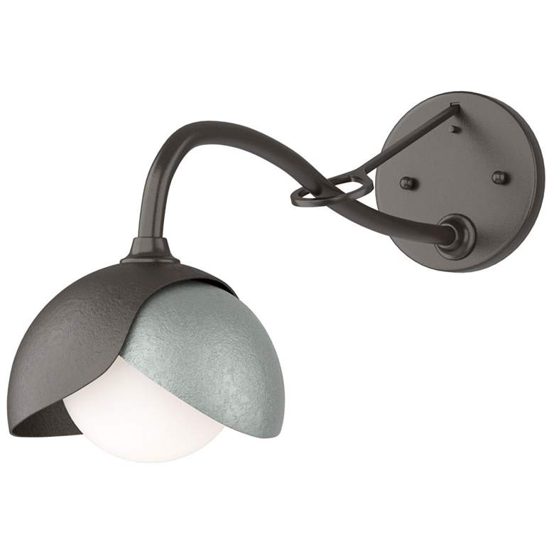 Image 1 Brooklyn 1-Light Double Shade Sconce - Bronze - Platinum - Opal Glass
