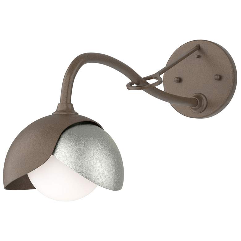Image 1 Brooklyn 1-Light Double Shade Sconce - Bronze - Sterling - Opal Glass