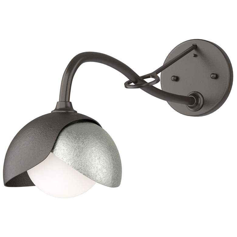 Image 1 Brooklyn 1-Light Double Shade Sconce - Bronze - Sterling - Opal Glass