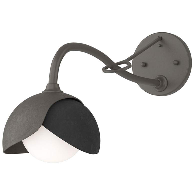 Image 1 Brooklyn 1-Light Double Shade Sconce - Dark Smoke - Black - Opal Glass