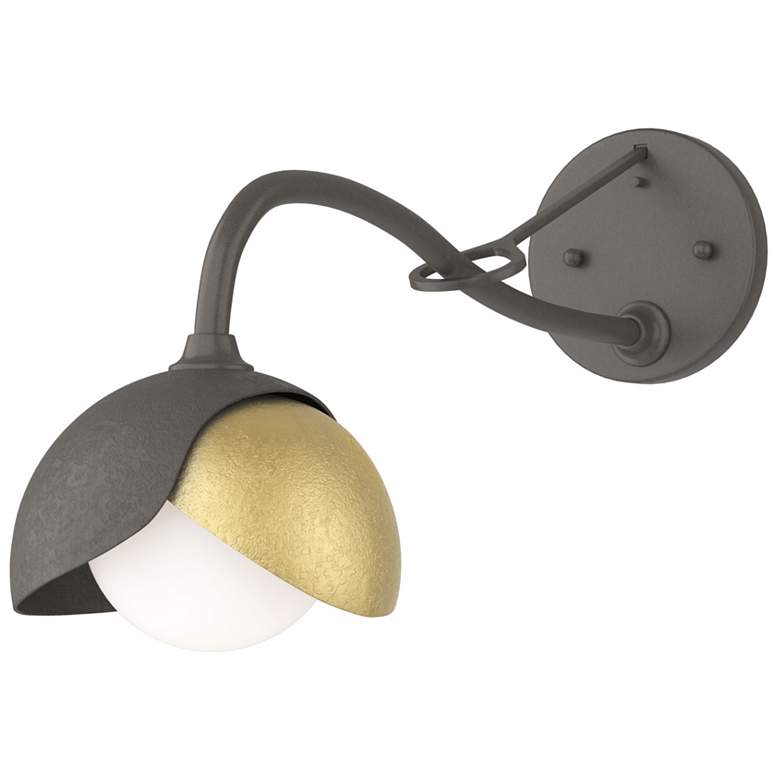 Image 1 Brooklyn 1-Light Double Shade Sconce - Dark Smoke - Brass - Opal Glass