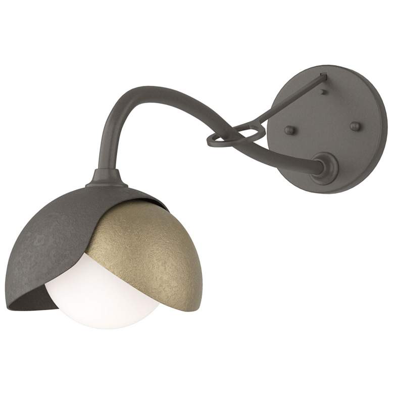 Image 1 Brooklyn 1-Light Double Shade Sconce - Dark Smoke - Gold - Opal Glass