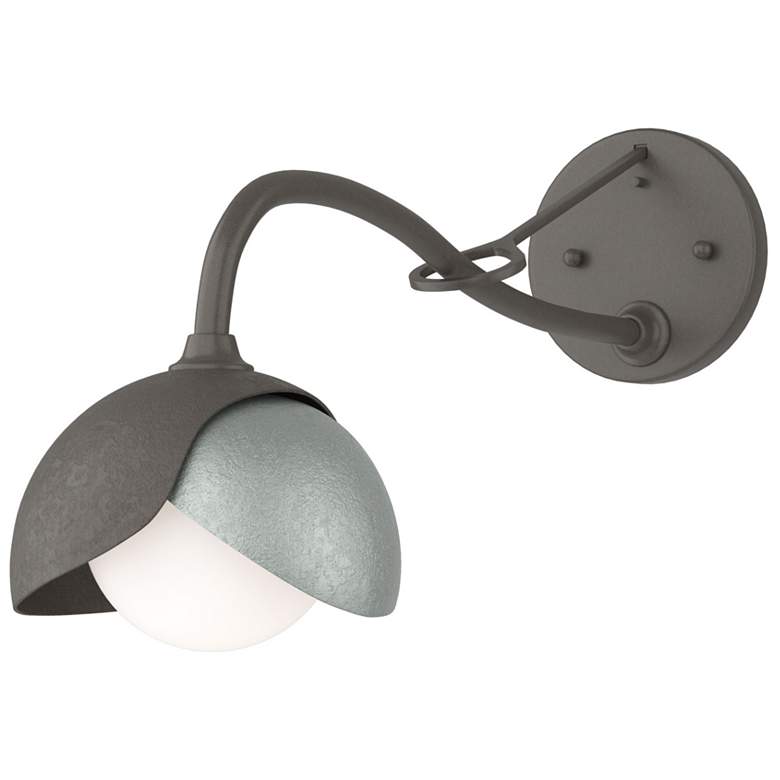 Image 1 Brooklyn 1-Light Double Shade Sconce - Dark Smoke - Platinum - Opal Glass