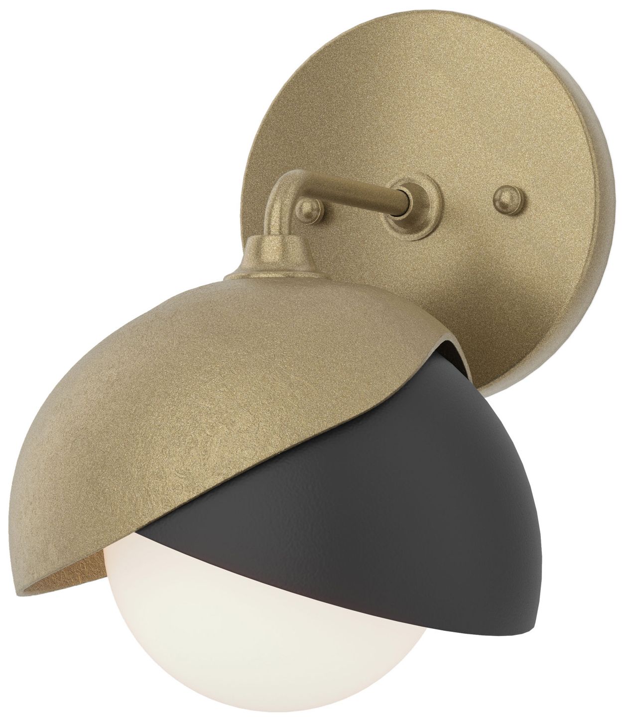 Brooklyn 1-Light Double Shade Sconce Gold Black Opal Glass Made to Order