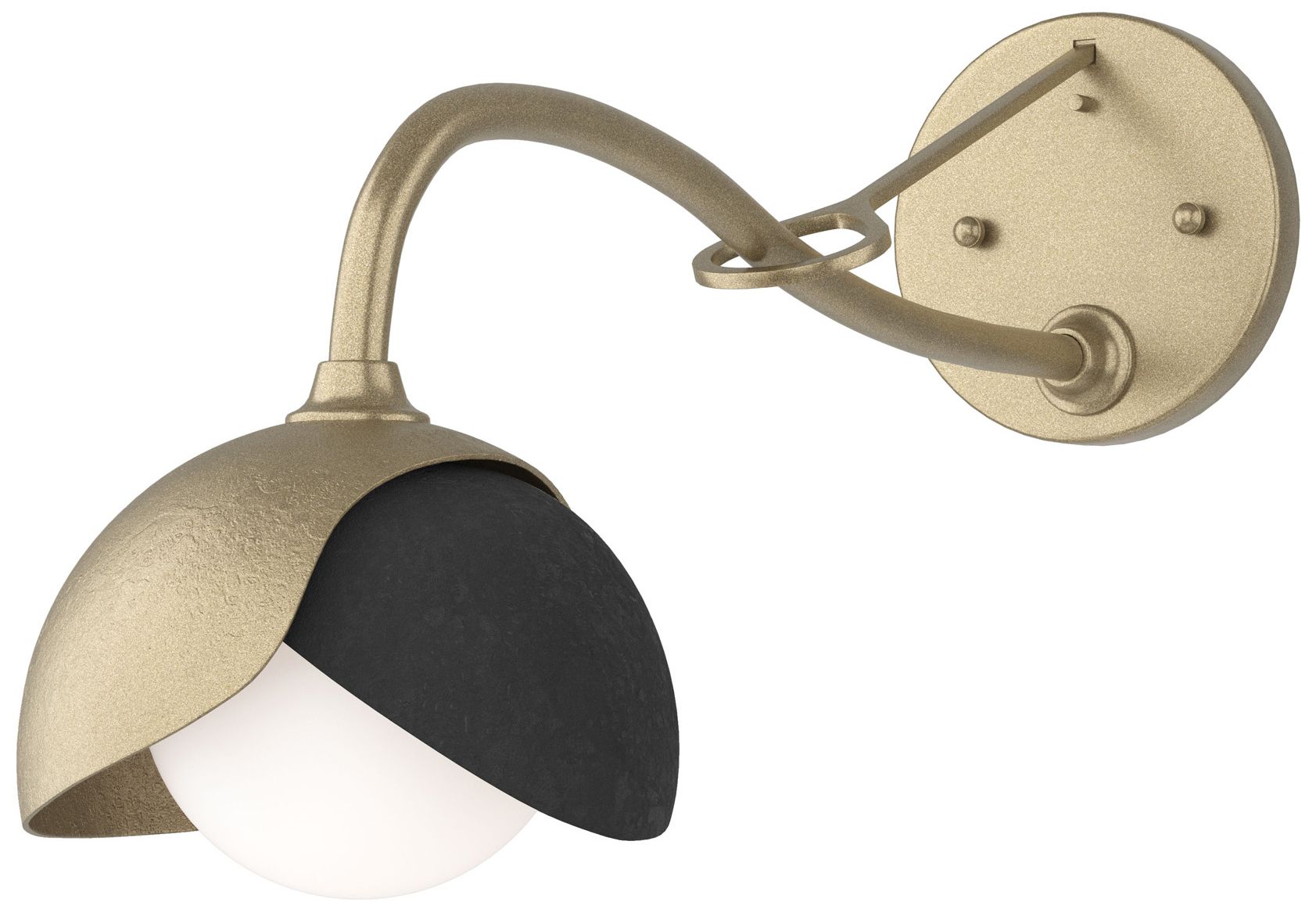 Brooklyn 1-Light Double Shade Sconce Gold Black Opal Glass Made to Order