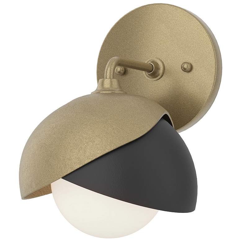 Image 1 Brooklyn 1-Light Double Shade Sconce - Gold - Black - Opal Glass