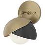 Brooklyn 1-Light Double Shade Sconce - Gold - Black - Opal Glass