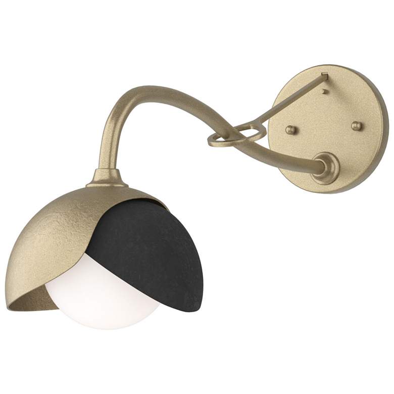 Image 1 Brooklyn 1-Light Double Shade Sconce - Gold - Black - Opal Glass