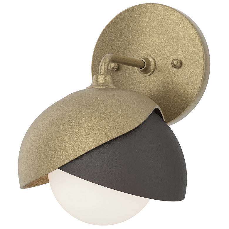 Image 1 Brooklyn 1-Light Double Shade Sconce - Gold - Bronze - Opal Glass