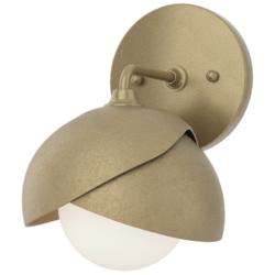 Brooklyn 1-Light Double Shade Sconce - Gold - Gold - Opal Glass