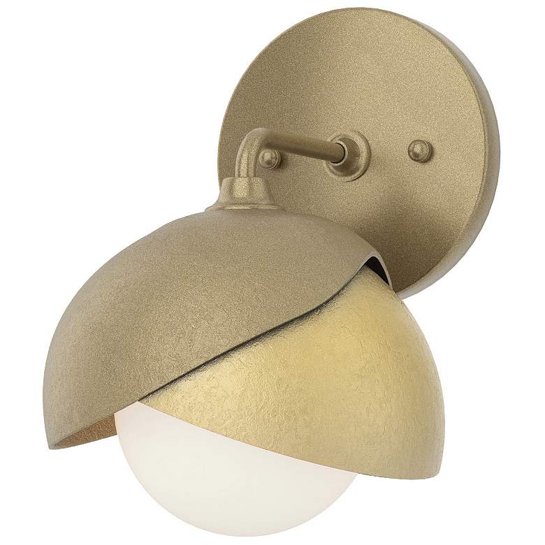 Image 1 Brooklyn 1-Light Double Shade Sconce - Gold - Modern Brass - Opal Glass