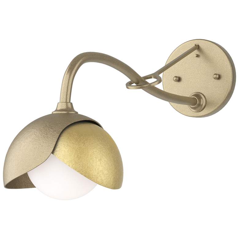 Image 1 Brooklyn 1-Light Double Shade Sconce - Gold - Modern Brass - Opal Glass