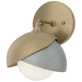 Image1 of Brooklyn 1-Light Double Shade Sconce - Gold - Platinum - Opal Glass