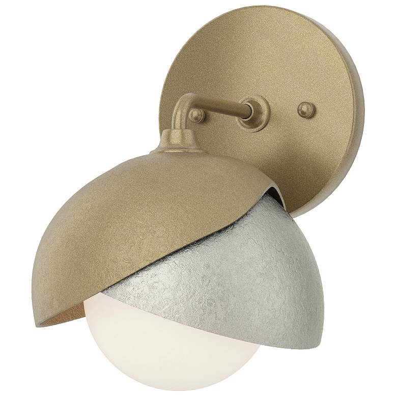 Image 1 Brooklyn 1-Light Double Shade Sconce - Gold - Sterling - Opal Glass