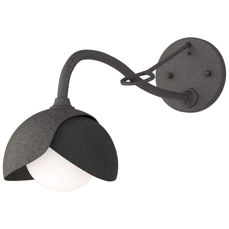 Image 1 Brooklyn 1-Light Double Shade Sconce - Iron - Black - Opal Glass