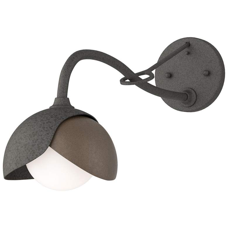 Image 1 Brooklyn 1-Light Double Shade Sconce - Iron - Bronze - Opal Glass