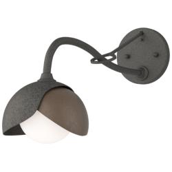 Brooklyn 1-Light Double Shade Sconce - Iron - Bronze - Opal Glass