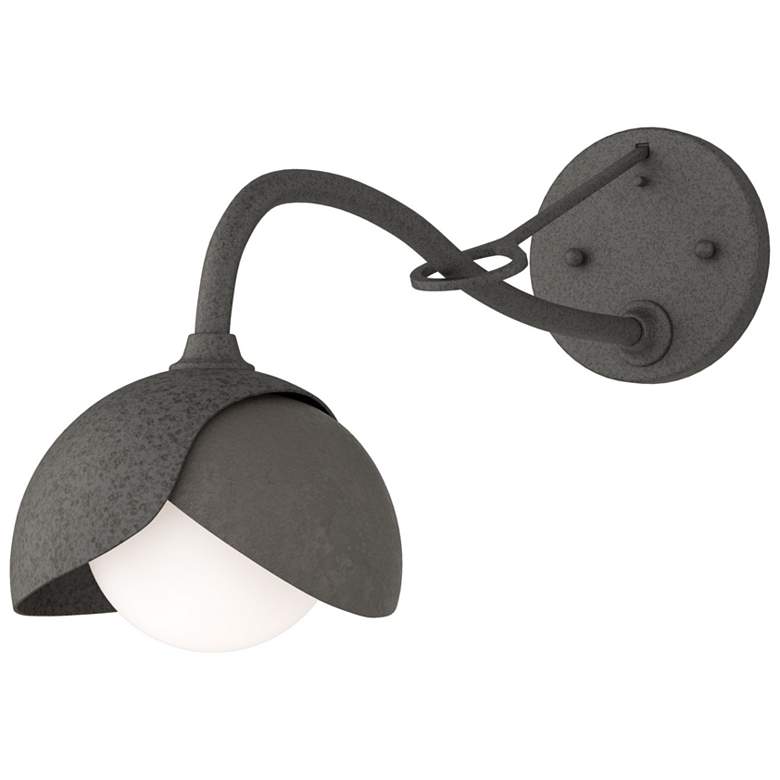 Image 1 Brooklyn 1-Light Double Shade Sconce - Iron - Dark Smoke - Opal Glass