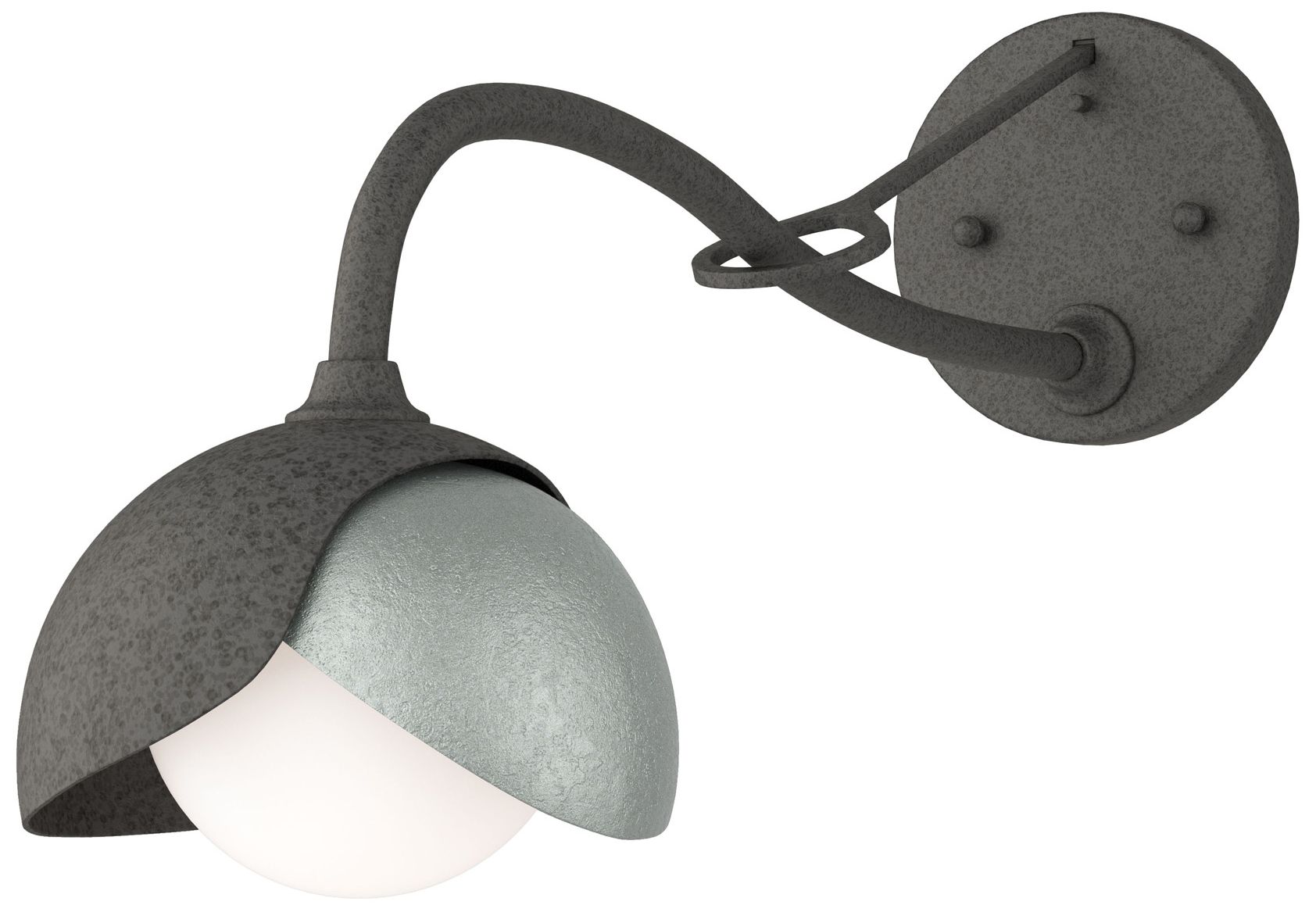 Brooklyn 1-Light Double Shade Sconce Iron Platinum Opal Glass Made to Order