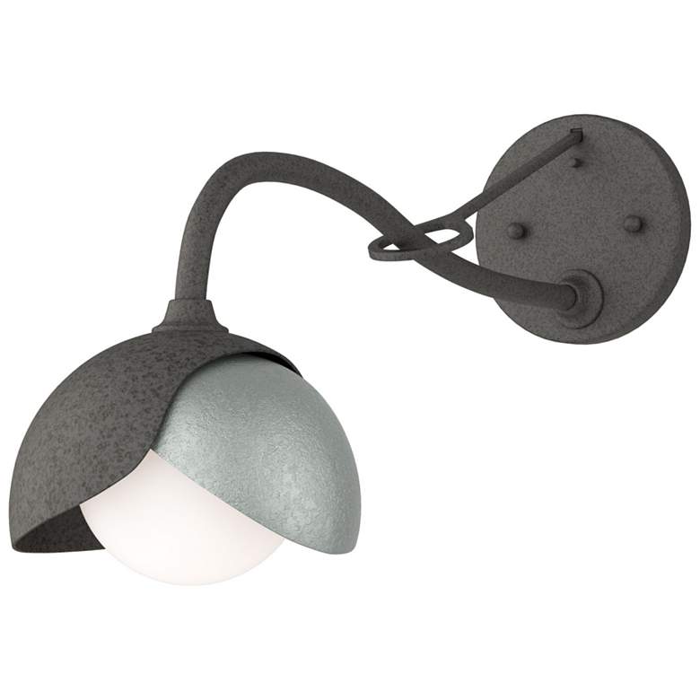 Image 1 Brooklyn 1-Light Double Shade Sconce - Iron - Platinum - Opal Glass