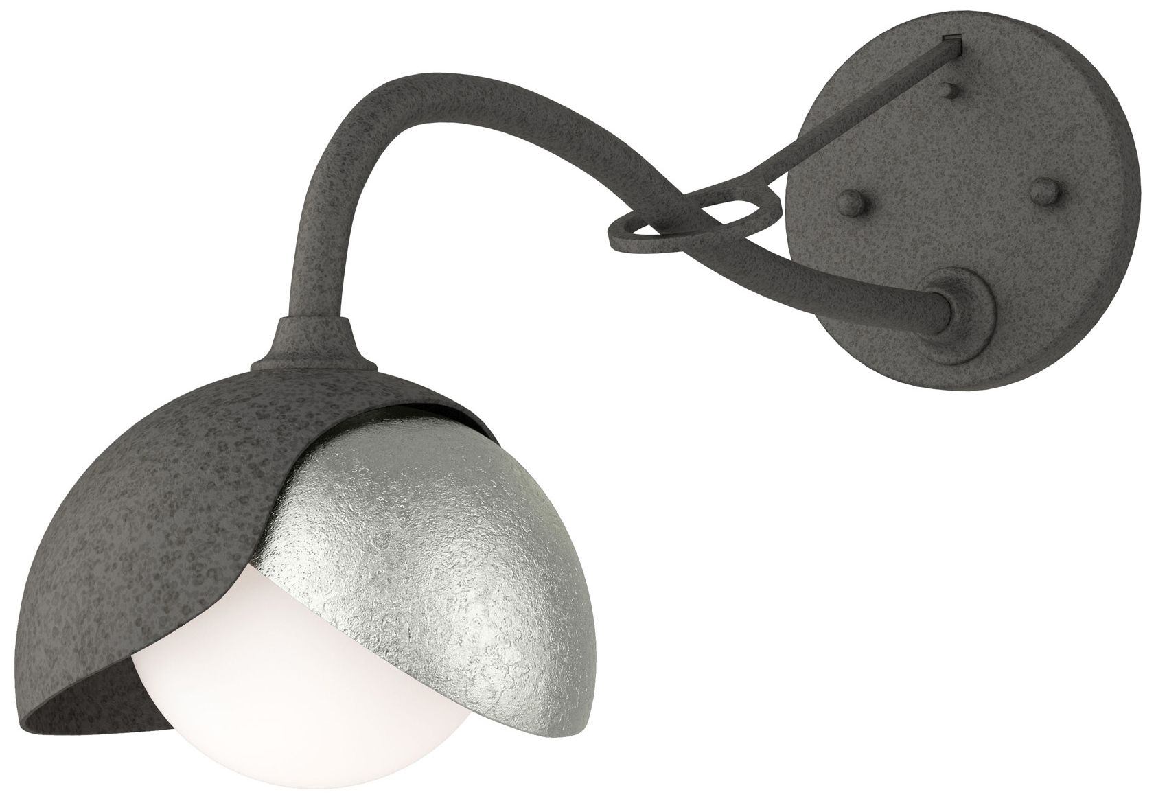 Brooklyn 1-Light Double Shade Sconce Iron Sterling Opal Glass Made to Order