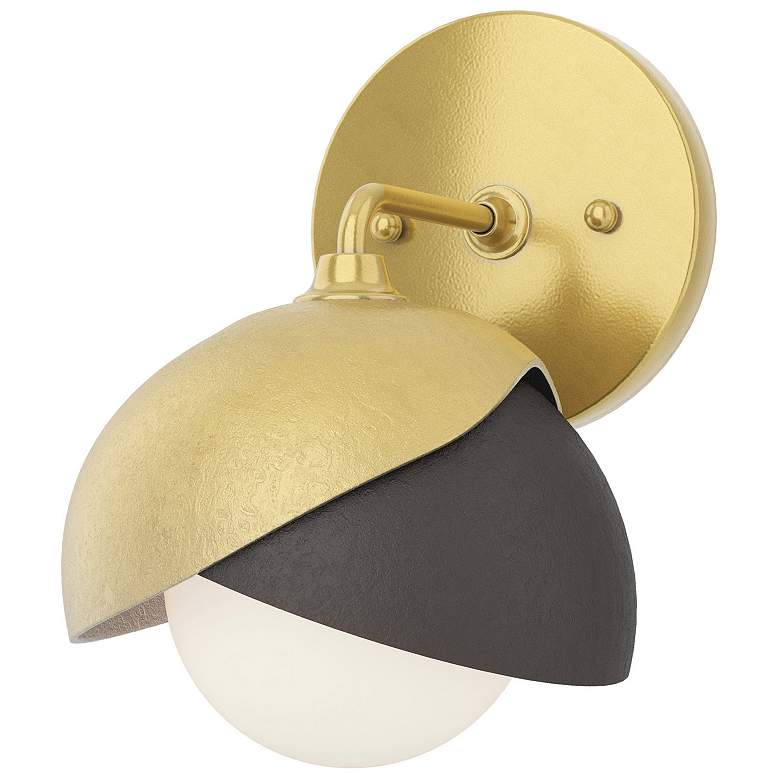 Image 1 Brooklyn 1-Light Double Shade Sconce - Modern Brass - Bronze - Opal Glass