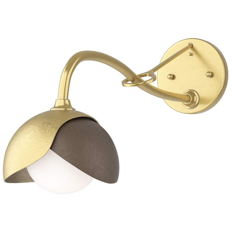 Image 1 Brooklyn 1-Light Double Shade Sconce - Modern Brass - Bronze - Opal Glass